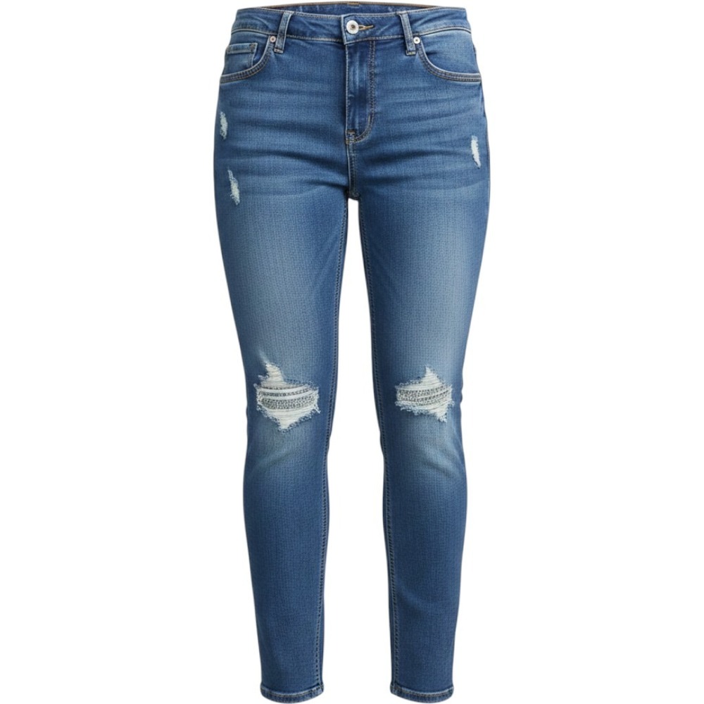 Vintage America Blues Bestie Jean Medium Wash Distressed Straight Leg Size 8/29